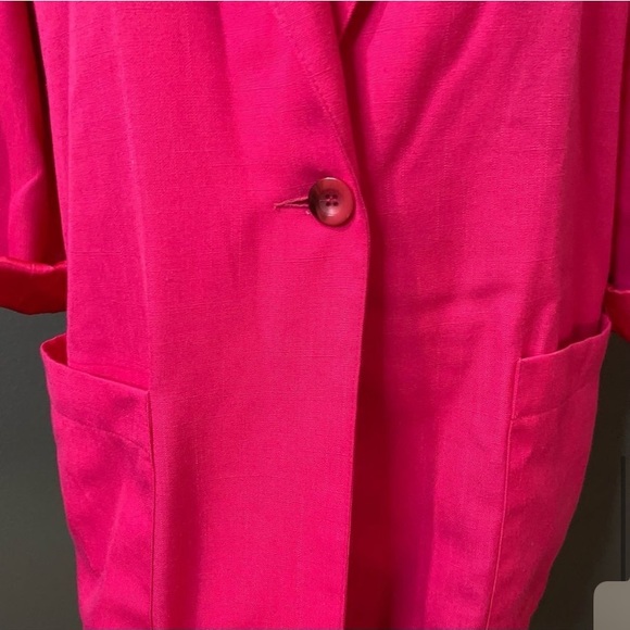 Radcliffe Vintage Fuchsia Hot Pink size 12 Single Button Oversized Blazer Jacket - Picture 6 of 8